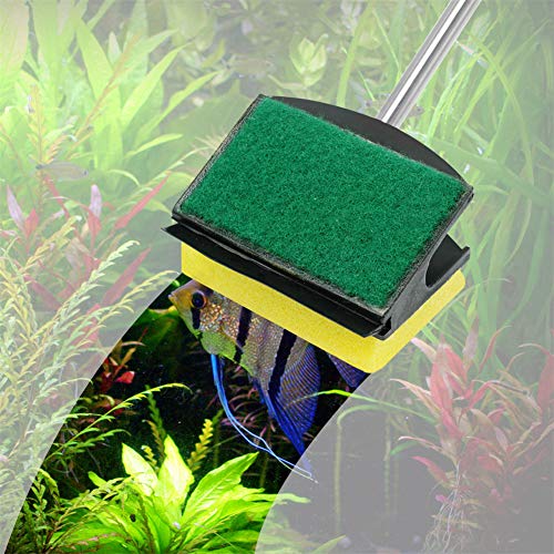 SOCHII 2 Side Fish Tank Brush Aquarium Glass Sponge Clean Brushes Flexible Aquatic Pump Cleaner Algae Scraper Aquarium Cleaning Tools Yellow S