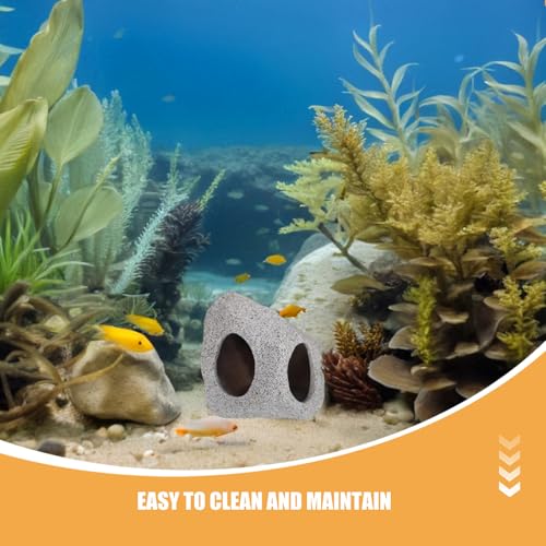 Toyvian 2pcs Aquarium Shrimp Breeding Cave and Fish Hideout Set, Purple Clay Pot Habitat, Compact Ceramic Shelter for Cichlids and Freshwater Fish Tank Landscaping and Hiding