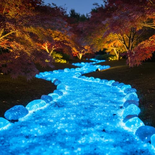 Shiny Stone Glow in The Dark Aquarium Gravel Sand, Sky Blue, 3-5mm | Neon, 305g/0.67lbs, Decorative Rocks for Fish Tank, Fairy Garden, Home Decor - color: Sky Blue, size: 3-5mm