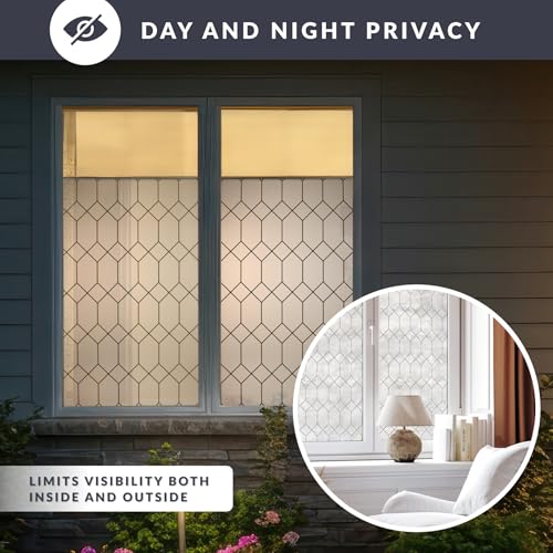 Old English Window Privacy Film by Artscape - Textured Leaded Glass Design, Static Cling, Allows Natural Light in, UV Protection, Phthalate and BPA Free, Made in USA - 36 x 72 Inch - color: Old English