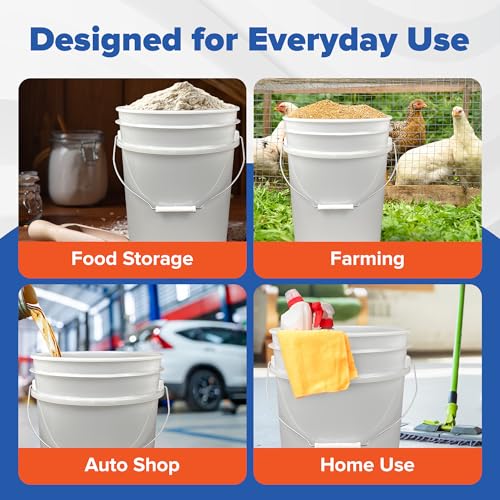 ePackageSupply 5 Gallon Plastic Bucket with Airtight Lid | Made in USA | Food Grade Bucket | BPA-Free | Heavy Duty 90 Mil All Purpose Pail | One 12" Rubber Mallet & One Lid Opener Included | 1 Pack - color: Translucent, size: 1 Pack