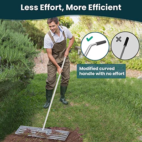 Lawn Leveling Rake 35x10 inch, (Professional-Grade) Lawn Leveler Tool with Stainless Steel Handle Rakes for Lawns Heavy Duty Landscape Rake for Backyard, Garden, Golf Course, Farm, Pasture - size: 35x10inch-6.5FT