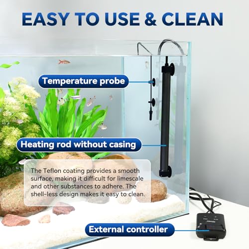 hygger Aquarium Heater,Submersible Fish Tank Heater with External Digital Display, Including Overheat & Leakage Protection and Temperature Sensor for Freshwater and Saltwater (200W for 26gal~40gal) - size: 200W for 26gal~40gal
