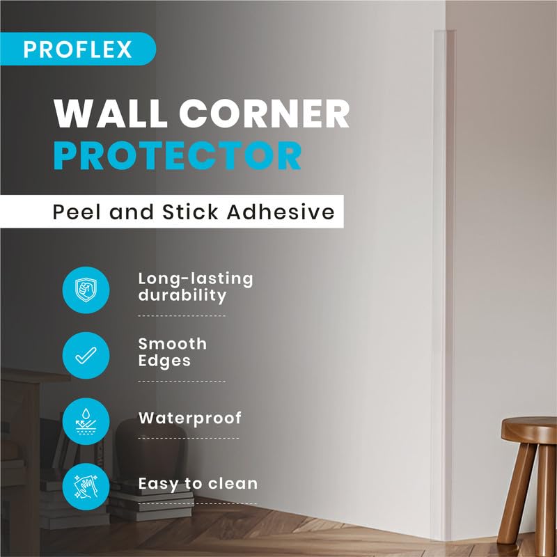 Proflex Wall Corner Protector - Clear 1-1/2 inch x 48 inch - Pack of 6 - Self Adhesive Corner Guards for Walls Edge Protection – Easy to Apply – No Tools Needed - color: Clear, size: 1-1/2 x 48 In - (6PCS)