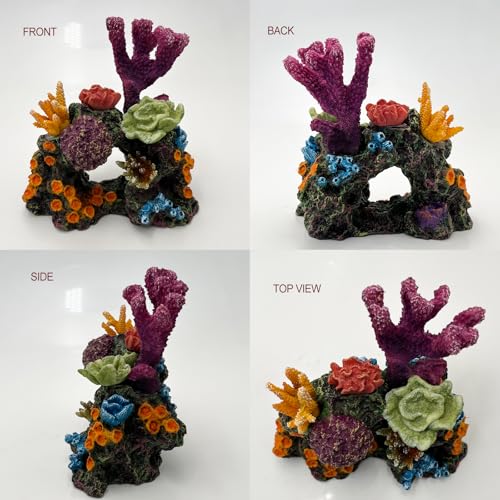 S-Lifeeling Charming Resin Coral Reef Ornament - Realistic Aquarium Decor Gift for Fish & Shrimp Hideaway, Suitable for Freshwater & Saltwater Tanks (6.1 x 4.1 x 6.1 inches) - color: Type a