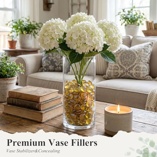 DomeStar 2LB Yellow Flat Glass Marbles, Decorative Marbles for Vases Aquarium Pebbles Fish Tank Rocks Vase Fillers DIY Crafts Table Scatter Decor - color: Yellow