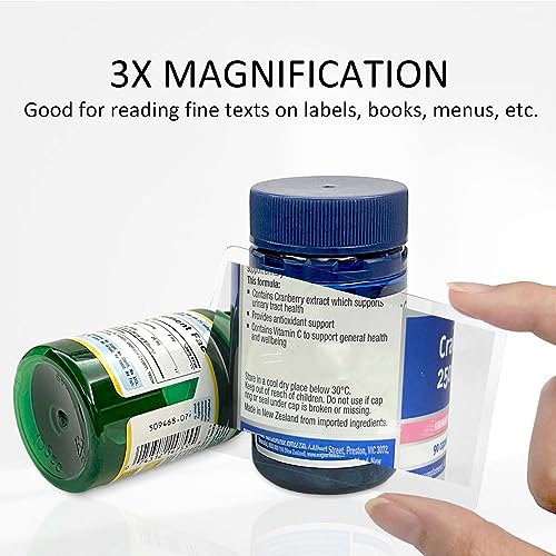 MAGDEPO 3X/5X Rectangular Large Handheld Magnifying Glass Bifocal Magnifier Acrylic Lens for Senior, Low Vision Reading Small Texts on Bottle, Labels, Menus, Hobbies