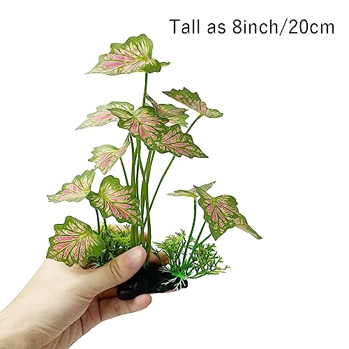 Aquarium Plant Fish Tank Decoration Small Plastic Artificial Plant Goldfish Fish Hide (Rainforest Leafs-Pink-Large-Set) (Rainforest Leafs-Pink-Large-Set) - color: Rainforest Leafs-pink-large-set