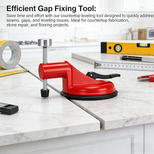 Adjustable Height Setter - Professional Countertop Leveling Tool, New Suction Cup Leveling Device for Floor Gap, Suit for Granite, Marble, Quartz Slabs (Red) - color: Red