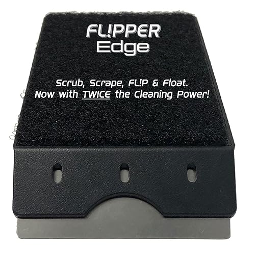 Flipper Edge 2-in-1 Scrubber Scraper Floating Magnetic Fish Tank Aquarium Cleaner with Dual Blades - Efficient Glass & Acrylic Aquarium Cleaning Tools (Standard) - color: Black, style: Standard - For Tanks 3/8 Inch - 1/2 Inch (12mm) Thickness