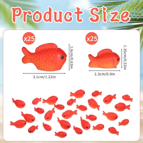 50 Pcs Fake Mini Koi Fish Decor, Small Resin Fish, Resin Animal Miniature Decoration Figurines, Mini Fishes Figurines Set, Cute Miniature Fishes Fake for Aquarium Tank, DIY Crafts, Landscape Ornaments