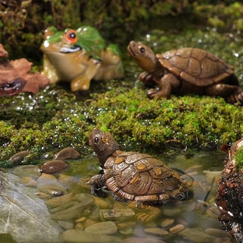 4pcs Miniature Green Frog Figurines Simulated Small Animal Resin Garden Sculpture Cute Funny Frogs Indoor Outdoor Realistic Statue for Micro Landscape Fish Tank Terrarium - style: Frog