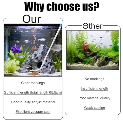 Aquarium Coral Fish Feeder, 50ml Manual Acrylic Pipette Suction Dropper with 2pcs Extension Pipes & 2pcs Connecting Hoses Fish Tank Waste Cleaning Tool & Water Changer