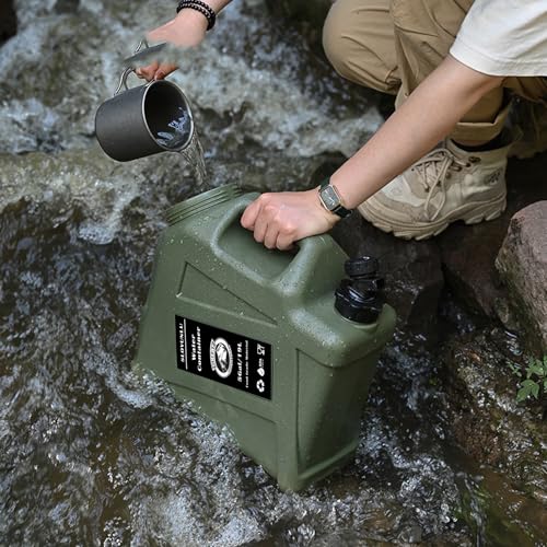 5 Gallon Water Jug with Spigot, BPA Free Leak-Proof Camping Water Container, Portable Emergency Water Storage for Outdoor Hiking, Camping, Home Use, Camping Essentials - color: 5gal-green