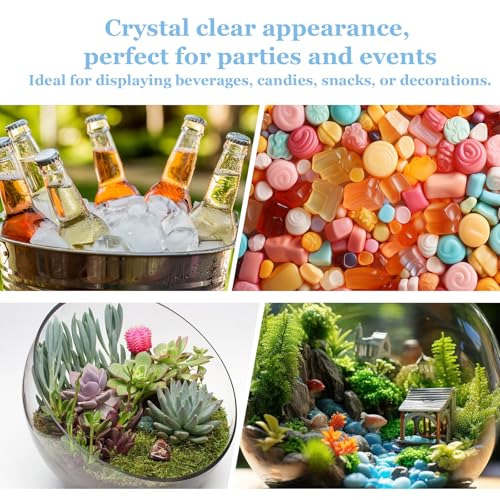 27 oz Mini Plastic Fish Bowl, Clear Round Small Fishbowl Aquarium, Unbreakable Shatterproof Plastic Betta Fish Tank, Desktop Goldfish Bowl for Home Decor & Party Centerpieces