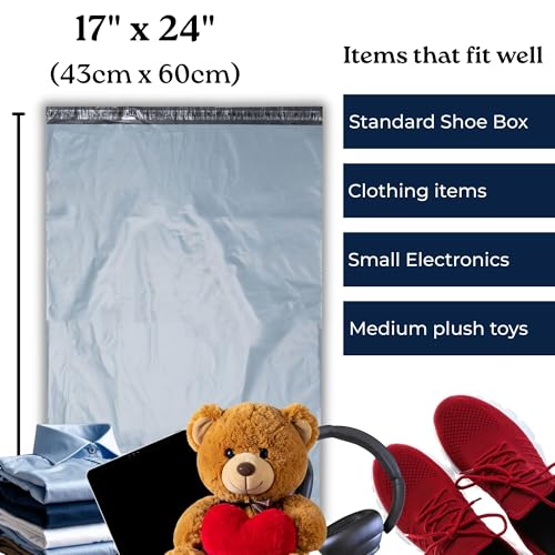 Large Shipping Bags | Jumbo Poly Mailers for clothes | Strong Thick Mailing Bags with Self Adhesive | Self Sealing Shipping Envelopes (17x24-25 Bags) - size: 17x24 - 25 Bags