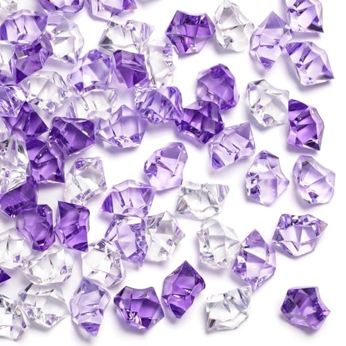 DomeStar 150PCS Fake Ice, Vase Filler Purple Fake Diamonds Plastic Clear Gems Crystals for Table Scatter Decoration - color: Violet