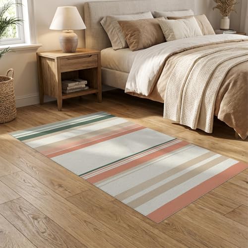 5'x7' Washable Minimalist Stripe Area Rug, Sage Green Non-Shedding Pet Friendly Carpet Easy Care Kids Safe Mat for Small Living Room, Playroom, Bedroom | Ref:1993948 - color: Beige/Pattern 22, size: 5' x 7' (Rectangular)