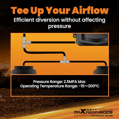 maXpeedingrods 6 mm OD Push to Connect Fittings, Air Line Fittings, Stainless Steel Union Tee, 3 Way Air Hoes Fittings Replacement for Air Suspension Kit & Air Compressor Kit for Trucks Vans, 2 Packs - style: Push to Connect