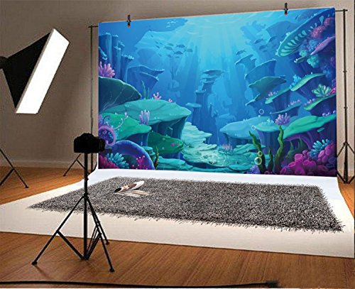 Little Mermaid Photography Backdrops - Photo Background - Yeele 9x6ft Ocean Mermaid Princess Backdrop Picture Birthday Party Banner Decor Photo Studio Booth Backdrop Baby Shower Photocall Y2WH01454