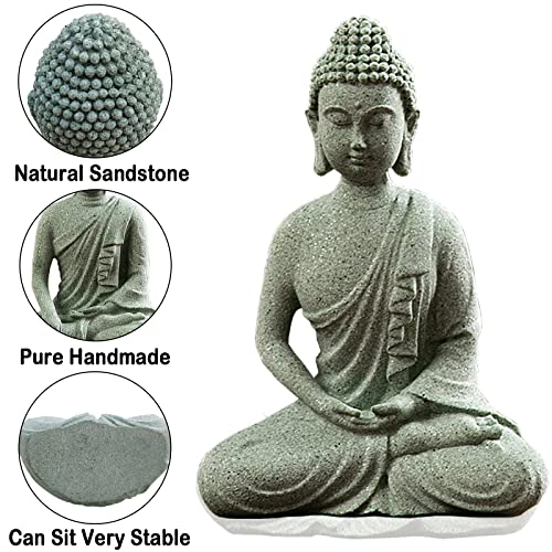 livelyfish Fish Tank Buddha Statue Japanese Aquarium Decorations Meditation Sandstone Buddha Statue Ornaments Betta Pet Fish Tank Asian Decorations,C - size: C