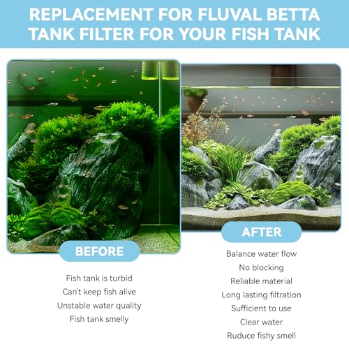 8 Pack Betta Diffusion Chamber Pad, Betta Tank Filter Replacement for AquaClear Fluval Betta, Replacement Aquarium Filter Media for Betta Premium Aquarium 2.5/2.6 Gallon