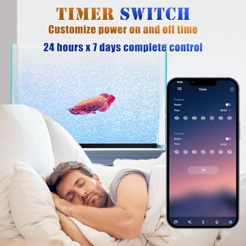 Smart App-Controlled LED Aquarium Light with 16 Million Colors, 12 Dynamic Effects, Fish Tank Light with Nano Air Bubble for Aquarium Bubbler Decorations, Submersible Fish Tank Accessories - 11.2'' - size: 11.2 inches