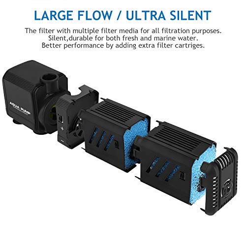 Submersible Aquarium Internal Filter 12W, Adjustable Fish Tank Filter with 320 GPH Water Pump for 50-150 Gallon Fish Tank - size: 32OGPH, 12W