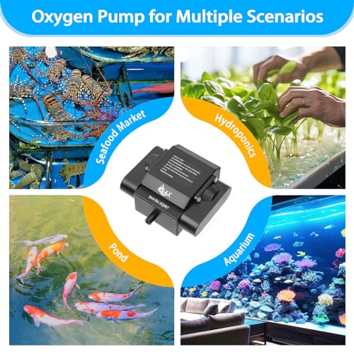AQQA Powerful Aquarium Air Pump Adjustable Fish Oxygen Aerator Pump for Basement Aquarium Ponds Hydroponic 4 Outlets Commercial Air Pump Bubbler with Accessories for Fish Tank Up to 600Gal(10W,237GPH) - size: 10W (237GPH)