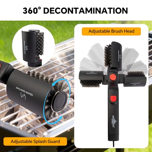 Electric Grill Brush – No Bristle Shedding, High Torque with 3-Speed Modes, 2026 Upgraded Rechargeable & Adjustable-Angle Grill Cleaner, Gifts for Men/Dad