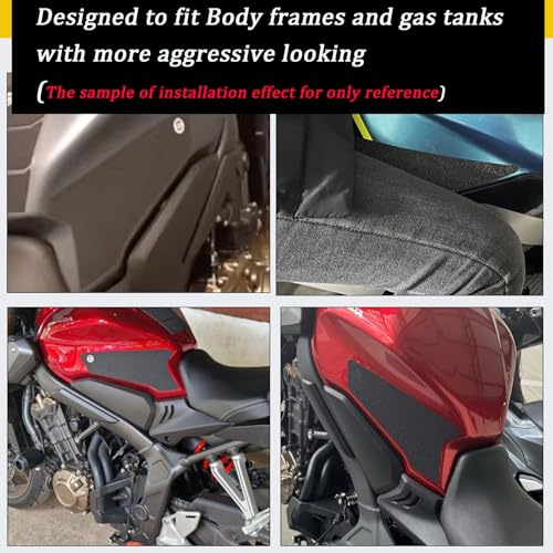Motorcycle Side Fuel Tank Pads Protector Stickers Decal Gas Knee Grip Traction Pad Compatible for HO&N&DA CB650R/CBR650R Accessories 2019-2024 (Black) - color: Black