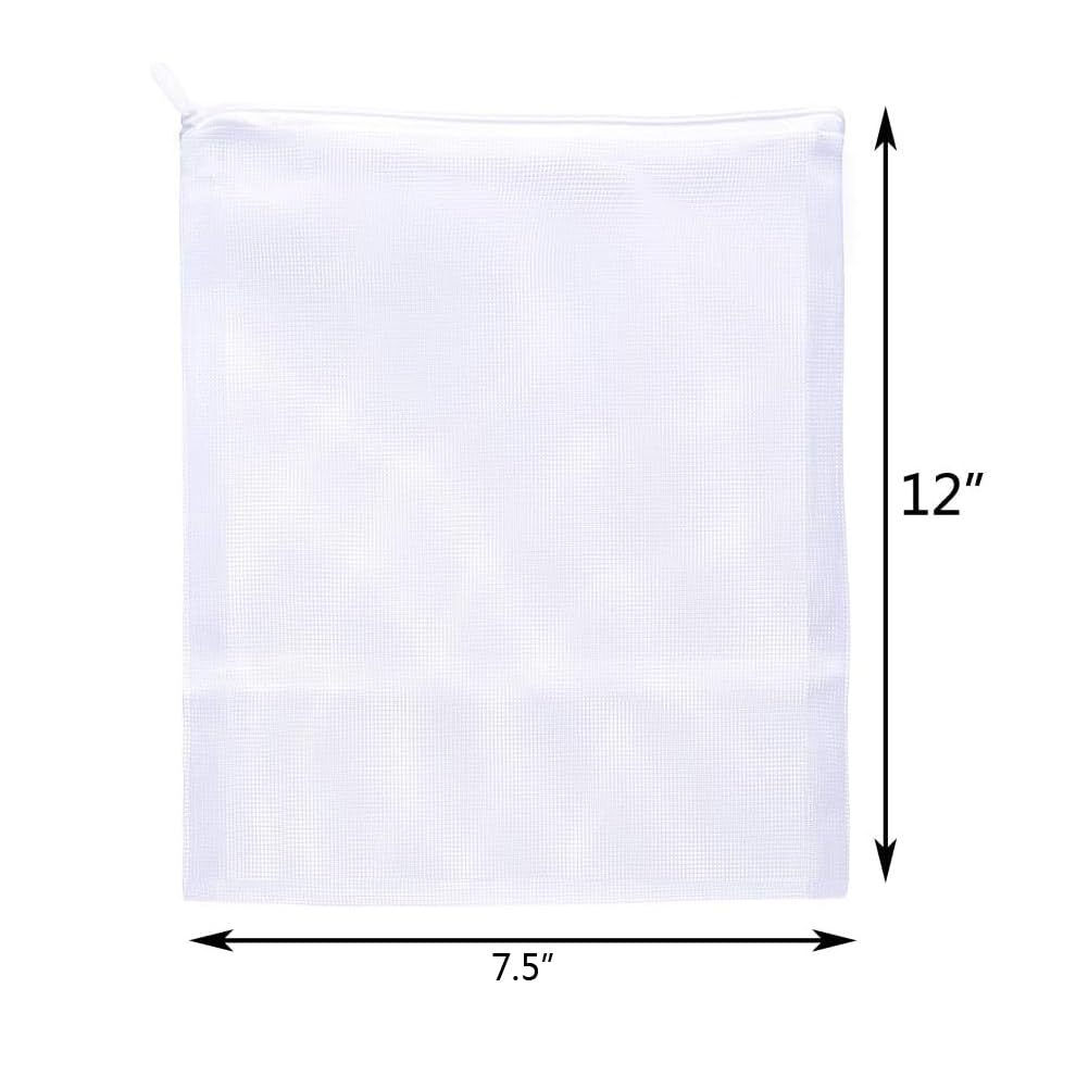 JIHAQUA Aquarium Filter Bags Large - Reusable Fish Tank Filter Media Mesh Bags with Plastic Zipper (7.5 x 12 inch (6 Pack)) - size: 7.5 x 12 inch (6 Pack)
