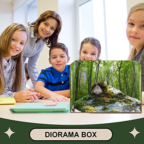 Sherr 10 Pcs Diorama Kit Box Cardboard Diorama Project with Double Sided Tapes for Display DIY Dollhouse Gift for Birthdays Holiday, White, 11.8 x 8.7 x 8.3 Inch