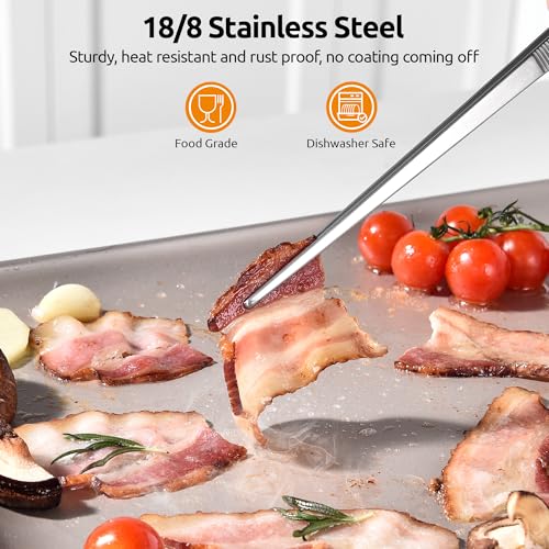 U-Taste 12in Long Kitchen Cooking Tweezer: 18/8 Stainless Steel Food-Grade Metal Food Tong, Flexible Pinching, Seamless-Welding, Sturdy and Non-Slip for Serving, Grilling, Frying, Baking (Pointed Tip) - size: 12in (pointed tip)