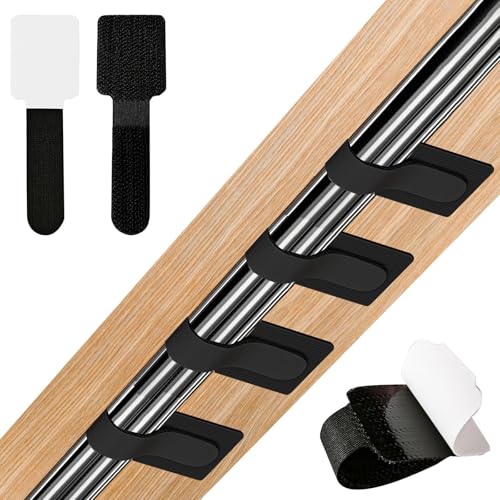 36PCS Cable Organizer Hook and Loop Cable Ties, Self Adhesive Hook and Loop Cable Straps Sticky-Back Cable Management Cord Organizer Cable Clip for Household & Office Essentials (Black*36) - color: Black*36