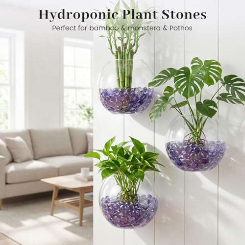 FUTUREPLUSX 1LB Purple Flat Glass Marbles, Purple Vase Filler, Glass Pebbles, Aquarium Rocks Fish Tank Beads for DIY Crafts Table Scatter Decor - color: Purple