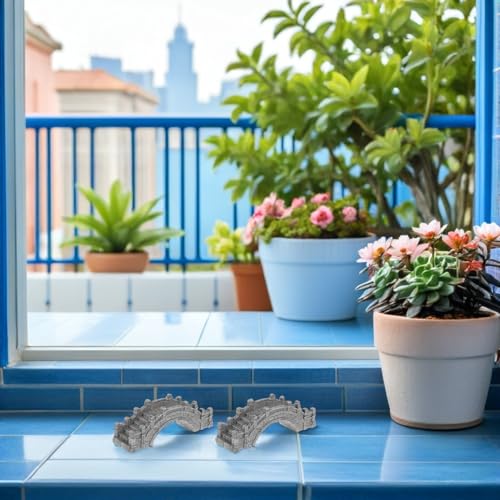 4pcs Mini Arch Bridge Figurines Garden Bridge Statue for Fairy Garden and Fish Tank Decor Gray Stone Micro Landscape Accessories