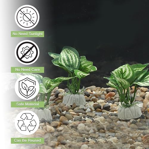 4pcs Green Silk Aquarium Plants, Realistic Artificial Plants for Betta Fish Tank, 7cm x 3.2cm 2.2cm, Plastic, Spiky, Natural/Realistic, Aquarium Plant