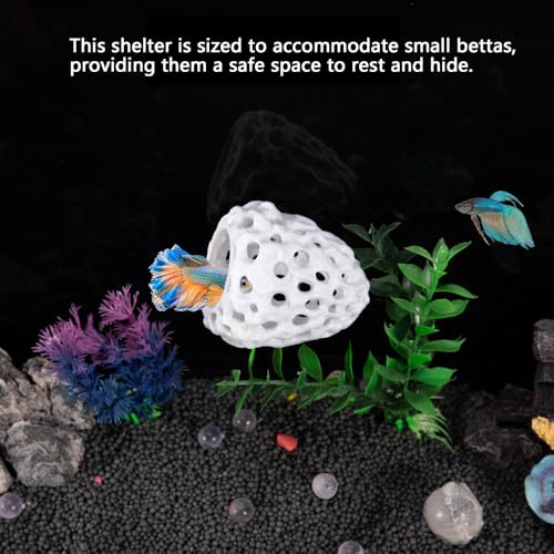 Shrimp Hides for Aquarium, Shrimp Hideout with Suction Cup, Betta Fish Tank Accessories, Aquarium Decor for Small Fish Guppy Hiding Resting (White) - color: White