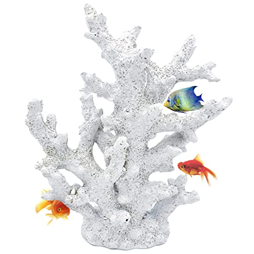 kathson Artificial Coral Ornament Resin Coral Decor for Fish Tank Underwater Sea Plants Decorations Aquarium Landscape (White) - size: 1PCS,White
