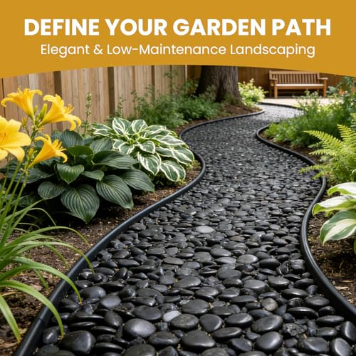 1-2 Inch Polished River Rocks, Decorative Stones for Indoor Plants, Vase Filler, Fish Tank & Aquarium, Garden Landscaping, Black, 18LB - color: Black, size: 18LB
