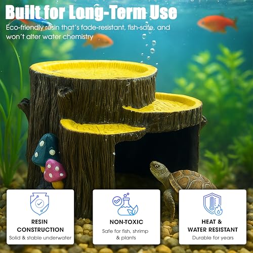 Fish Tank Decorations, Aquarium Decor for Betta Fish Tank Accessories with Plants, Aquarium Accessories, Turtle Tank Decorations, Fish Hideout, Large Tank Ornaments - color: Multicolor