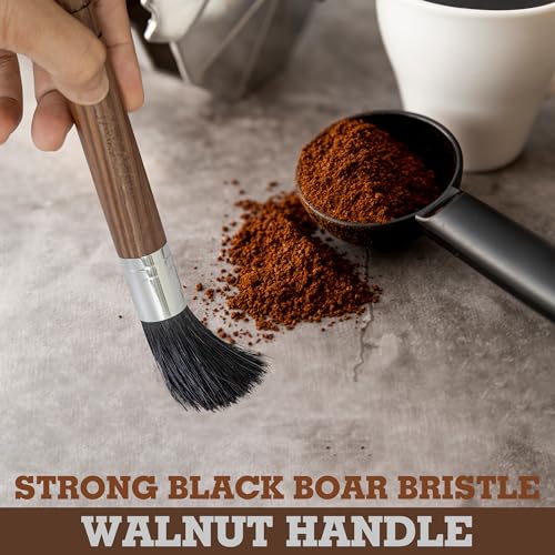 Takavu Coffee Grinder Cleaning Brush, Barista Brush with Black Boar Bristle, Espresso Machine Cleaner Tool, Brista Dusting Accessories Used on Group Heads, Shower Screen, Portafilter, Scoop, Tamper - color: Black Boar Bristle