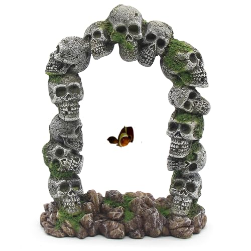 relaqcc Aquarium Skull Cave Rocks, Reptile Tank Accessories, Fish Tank Decorations for Amphibians, Betta Fish, Shrimp, Hermit Crab, Leopard Gecko - style: Type-E
