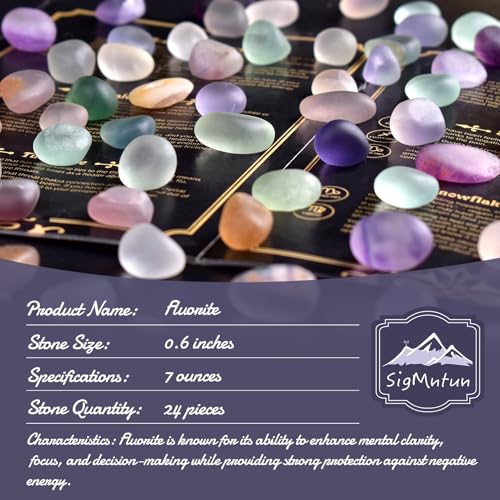 Tumbled Stone Set Fluorite Crystals, Handpicked Tumbled Gemstones Rocks, Pebbles for Reiki, Chakra, Healing, Home Decor 0.6" Inches 7 Ounces - color: Fluorite, size: 0.6"