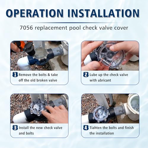 2 Pack 7056 Pool Check Valve Cover with Flapper Assembly Replacement for Jandy 7235 7236 7305 7511 7512, Check Valve Flapper Rebuild Kit Compatible with Zodiac Jandy Spring Check Valve (2 Pack/Set)