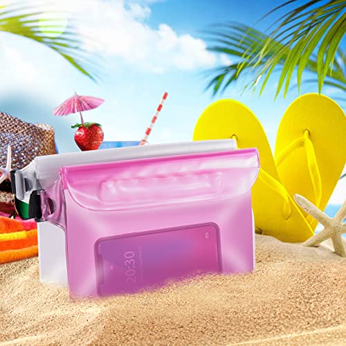 Waterproof Fanny Packs for Women, Sandproof Dry Bag for Beach, Water proof Pouch for Phone Passport Purse, Floating Waterproof Bags for Cruise Travel Water Park Boating Fishing Diving Surfing Kayaking - color: Pink & Clear