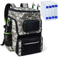 Fishing Backpack with Rod Holder, Large 50L Tackle Bag Water Resistant Tackle Backpack Heavy Duty Fishing Bag Gift for Men Woman - color: H: Camo Yellow