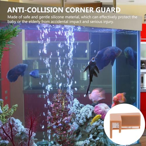 6pcs Silicone Corner Protectors for Fish Tank and Furniture Edge Guard, Medium Brown Soft Bumpers for Aquarium and Pet Carrier Safety