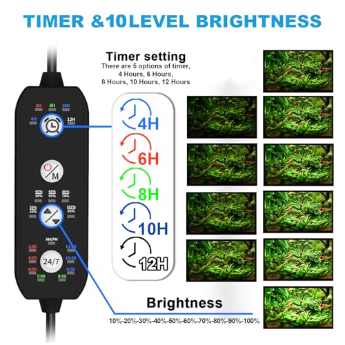 SEAOURA 24/7 Cycle LED Aquarium Plant Light-Full Spectrum Fish Tank Light, Auto On/Off, 24/7 Lighting Modes and DIY Mode, Adjustable Timer/Brightness, for 18 Inch to 24 Inch Planted Tank - size: for 18-24 inch tank